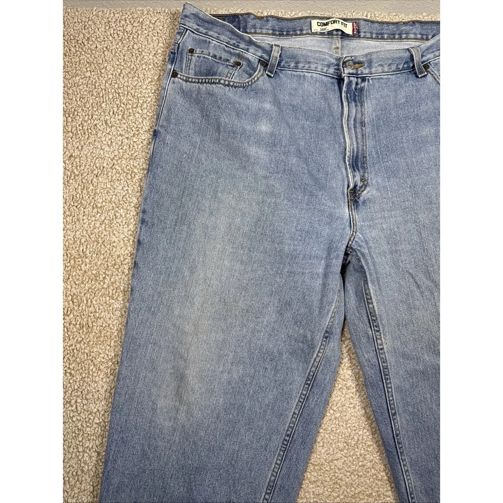 Vintage Levis 560 Comfort Fit Jeans Mens 44x34 Blue Light Wash Denim Western Y2K